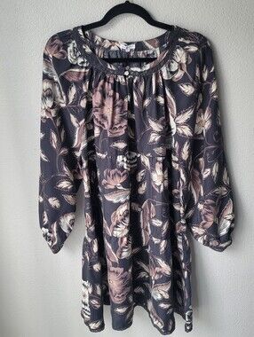 Unsubscribed 100% Silk Tiered Floral Dress Size Small In Black Floral